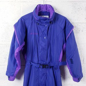 Vintage Columbia One 1 Piece Ski Snowmobile Suit Womens Small Purple 90s